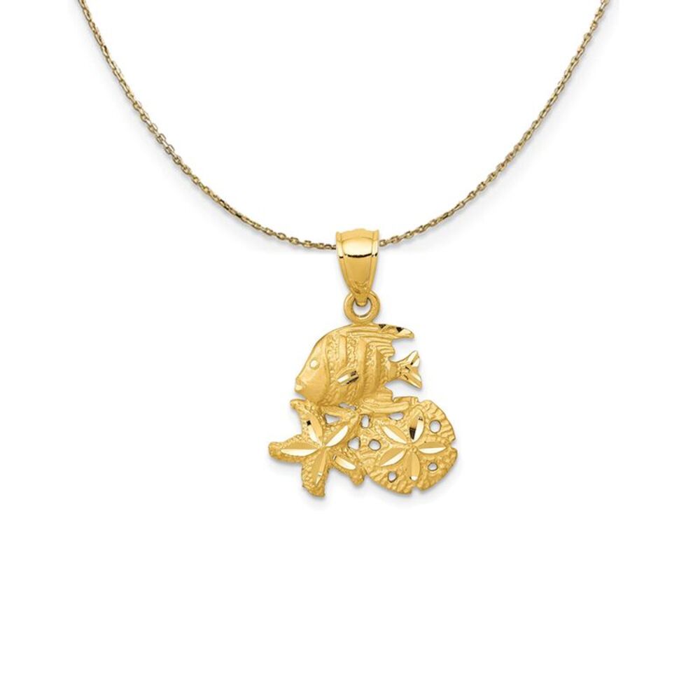 14k Yellow Gold Small Diamond-Cut Sea Life, 16 x 23mm Necklace - 24 In